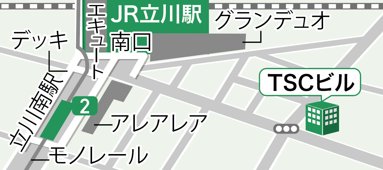 立川駅から当税理士法人への地図